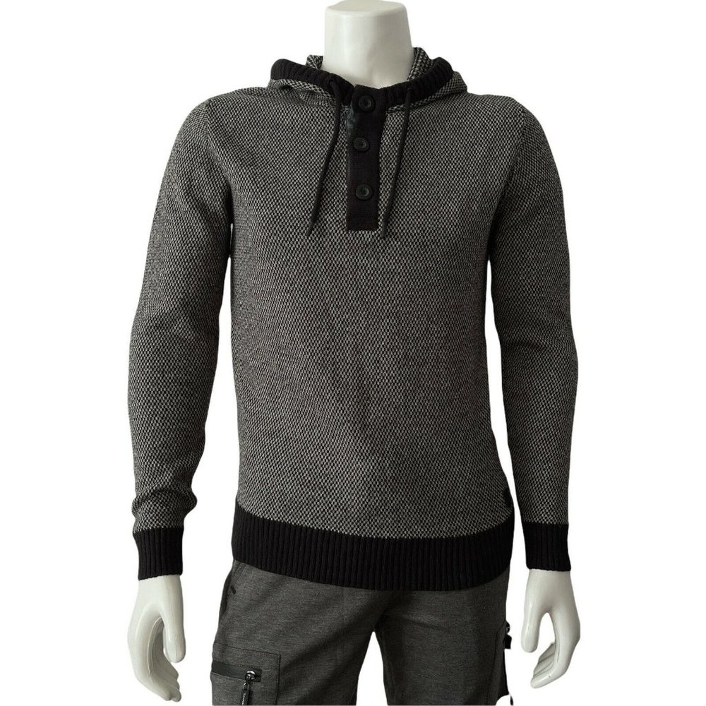 🔧Men’s Sweater Size M Trash Nouveau Knit Hooded Sweater Black Soft Touch